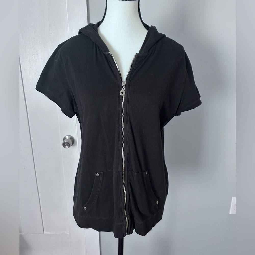 Style & Co. Black Short Sleeve Hoodie